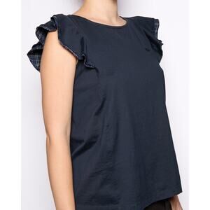 Burberry Navy Ruffle Tank Top